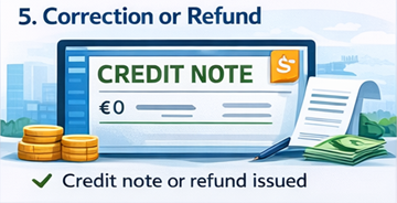Corrected invoice and credit note showing refund or adjustment issued by ExusTrans